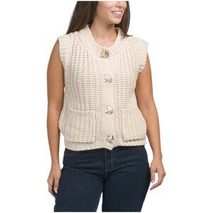 LOVE TREE Hammered Button Oversized Sweater Vest